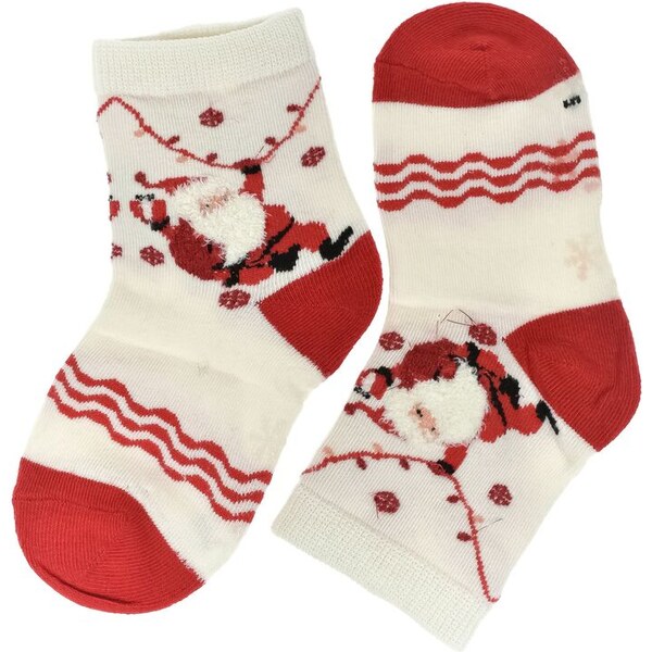 AURA.VIA Detské biele vianočné ponožky Santas Joy 0-2Y 60501289