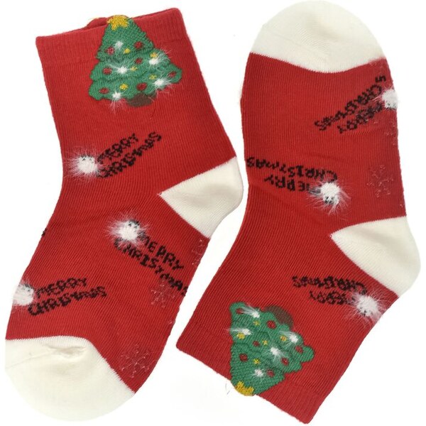 AURA.VIA Detské červené vianočné ponožky MerryTree 0-2Y 60501290