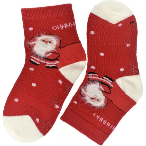 AURA.VIA Detské červené vianočné ponožky SantaFun 0-2Y 60501293