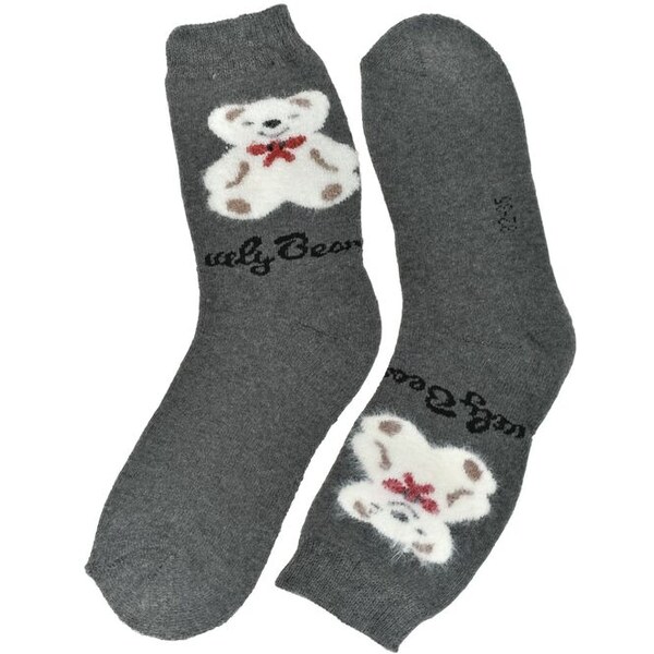 AURA.VIA Detské bavlnené sivé ponožky BEAR 24-35 60501317