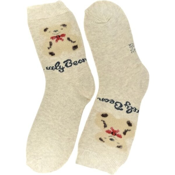 AURA.VIA Detské bavlnené béžové ponožky BEAR 24-35 60501318