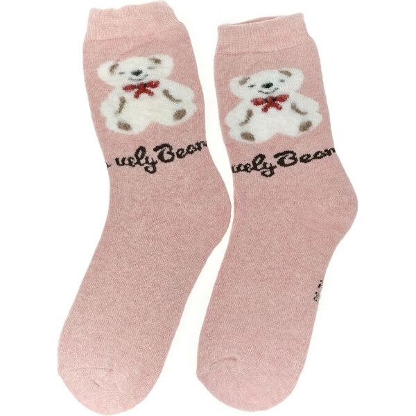 AURA.VIA Detské bavlnené svetloružové ponožky BEAR 24-35 60501319