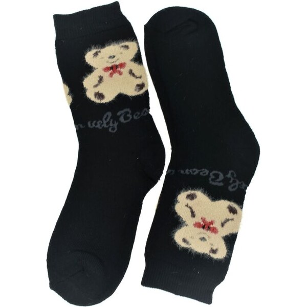 AURA.VIA Detské bavlnené čierne ponožky BEAR 24-35 60501320