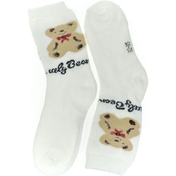 AURA.VIA Detské bavlnené biele ponožky BEAR 24-35 60501321