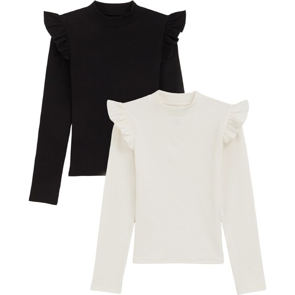 WE Fashion Tričko čierna / biela 62391924