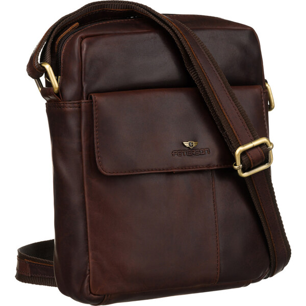 Hnedá kožená crossbody taška pre pánov - Peterson 60517853