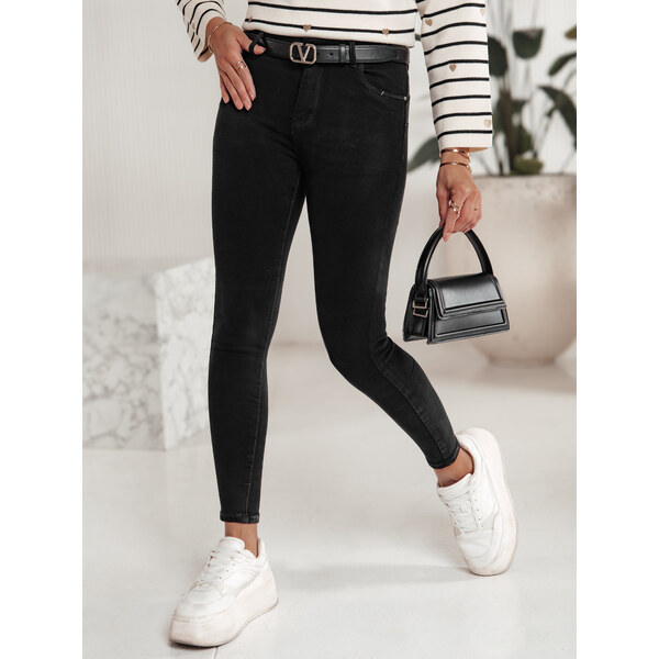 BASIC Čierne dámske skinny džínsy BLACKIN UY2221 60518848