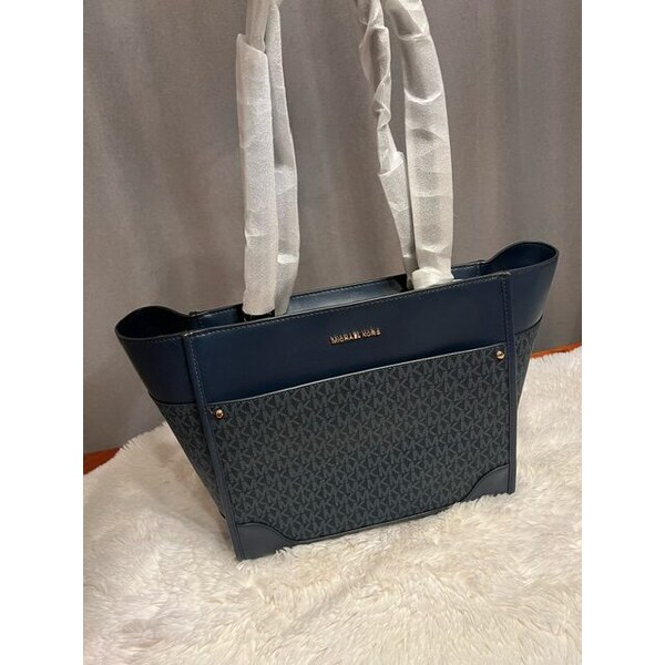 Dámska Kabelka kožená Michael Michael Kors - Harrison logo modrá 60113419