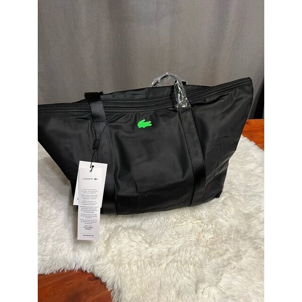 Dámska Šúprtová kabelka LACOSTE Shopping bag NOIR VERT FLUO 60113442