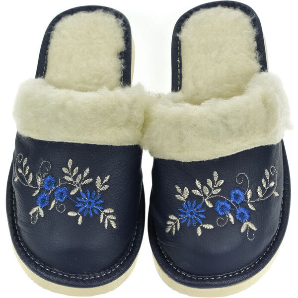JOHN-C Dámske tmavomodré papuče s výšivkou ELENA 60524647