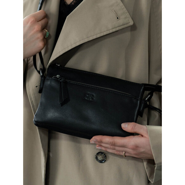 Dámska kožená crossbody kabelka Bellicci Sicilia - čierna 61911896