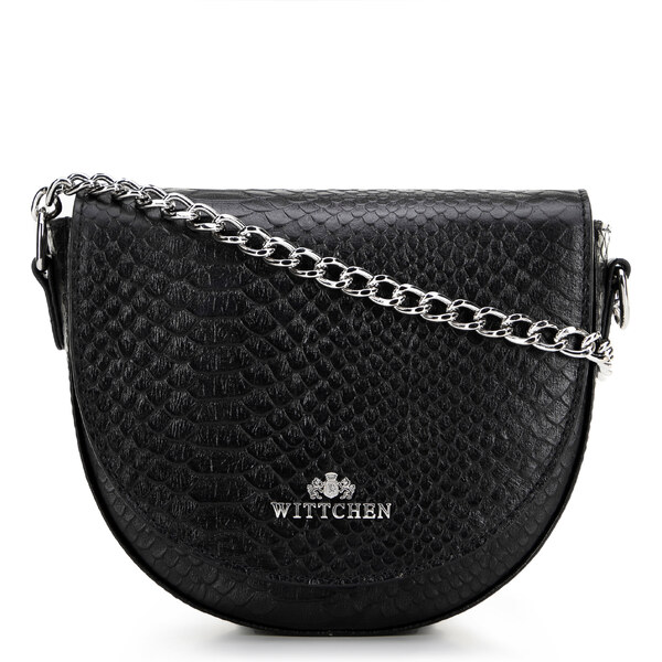 Wittchen Dámska kožená kabelka typu saddle bag z croco kože čierno 66066276