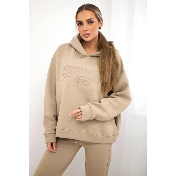 MladaModa Zateplená tepláková súprava Brooklyn NYC svetlá béžová 46952267