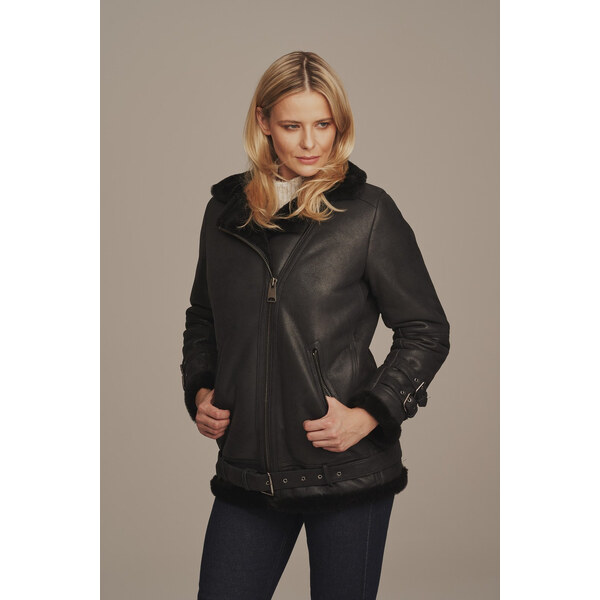 KONOPKA Dámska kožená pilotka v čiernej farbe 29232779