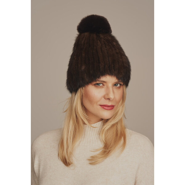 KONOPKA Dámska čiapka s brmbolcom z pravej kožušiny 29232828