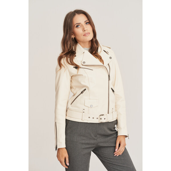 KONOPKA Dámska kožená bunda v odtieni béžovej 29232889