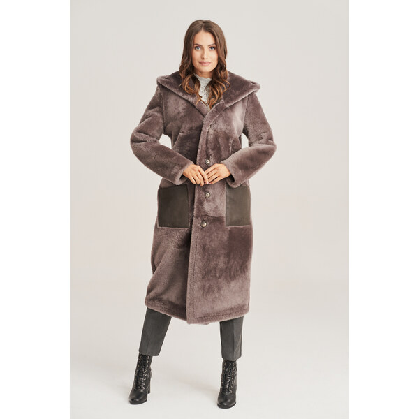 KONOPKA Dámsky dlhý, obojstranný kožuch s kapucňou 29232888