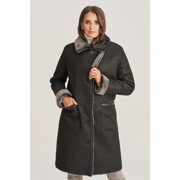 KONOPKA Dámsky čierny kožuch z jahňacej kože 29232885