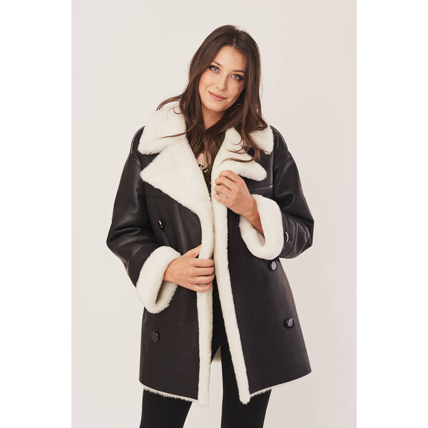 KONOPKA Dámsky čierny kožuch Oversize - Dámska zimná bunda 36128053