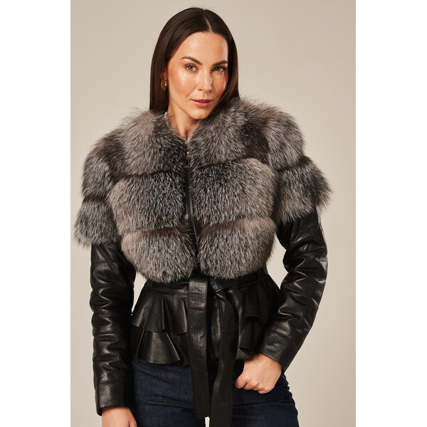 KONOPKA Dámska kožená bunda s líščou kožušinou 60544928