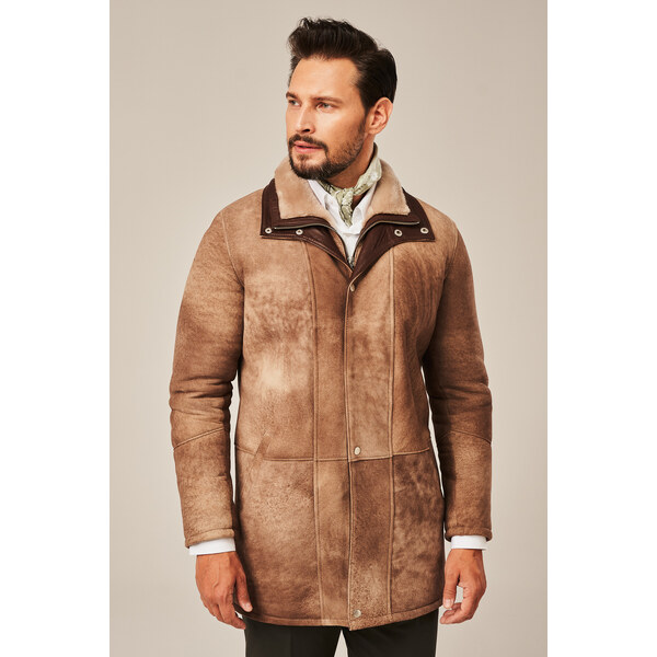 KONOPKA Pánsky zimný kožuch v hnedej farbe 58988530