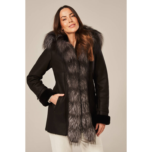 KONOPKA Kožuch dámsky čierny s kapucňou 59229828