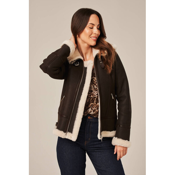 KONOPKA Dámsky hnedý krátky kabát s kapucňou 59229829