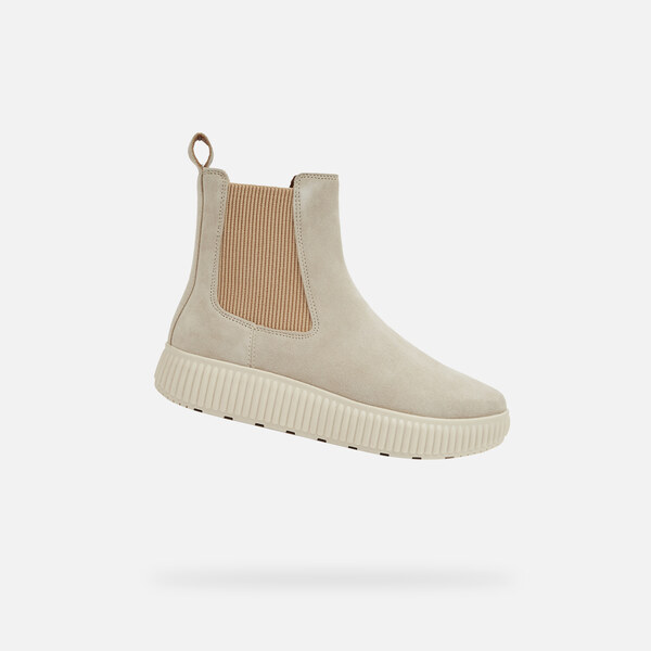 Beige womens ankle boots Geox Graisy - Womens 64652019