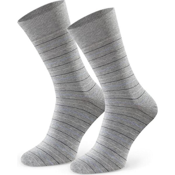 BASIC Sivé melanž pánske pruhované ponožky Art.056 IC241, GRAY MELANGE 60578550