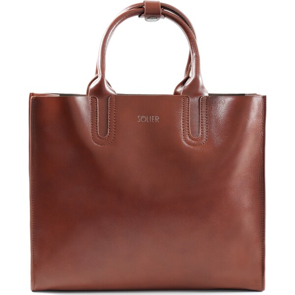 BASIC Dámska hnedá kožená kabelka BELVIANA TORBA FL31 BELVIANA BROWN 60578543