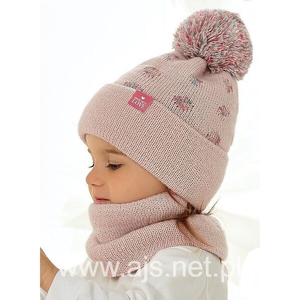 Dievčenská súprava AJS 48-364 čiapka + nákrčník 57731701