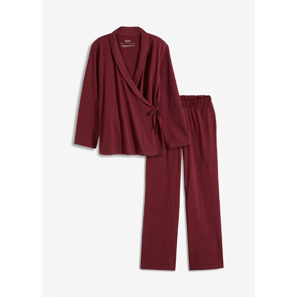bonprix Pyžamo so šálovým golierom, z mäkkej bavlny, farba červená 60614518