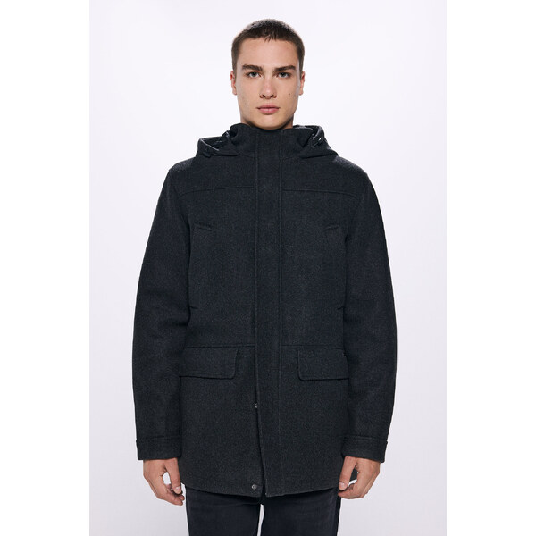 SPRINGFIELD Pánsky kabát z umelej vlny s kapucňou 60626144