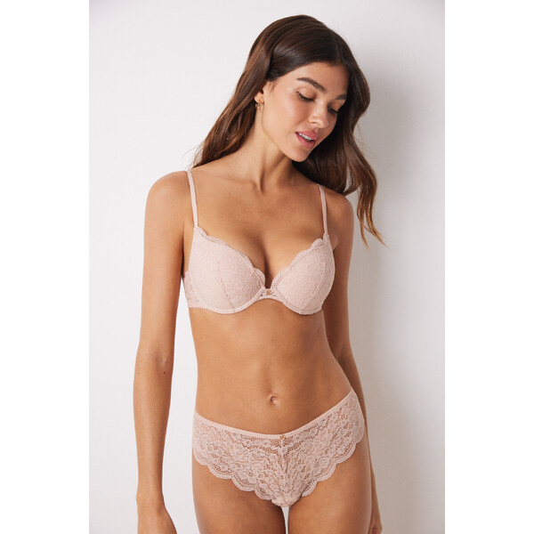 womensecret Ružové široké brazílske nohavičky s čipkou 60626208