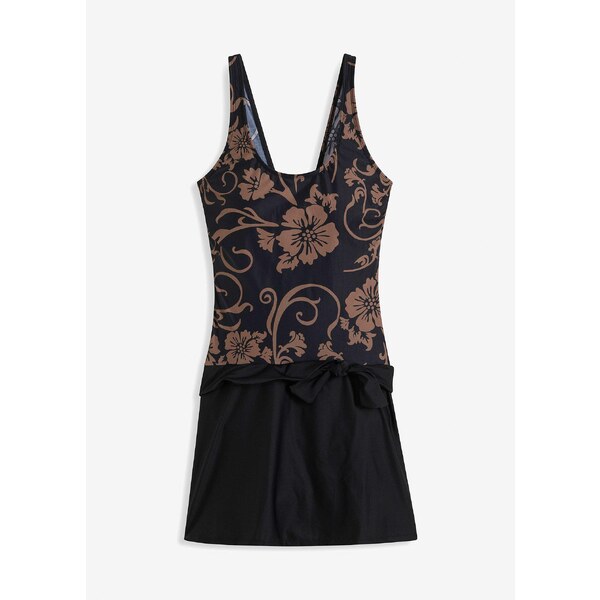 bonprix Sťahovacie kúpacie šaty, ľahký tvarujúci efekt, farba čierna 45021690