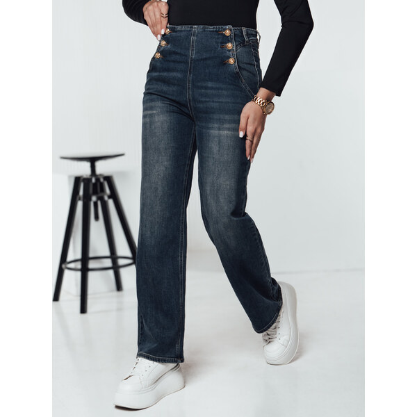 BASIC Dámske rovné džínsy s vysokým pásom VIVEZZI UY2228 60645403