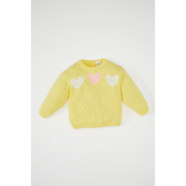 DEFACTO Baby Girl Heart Patterned Crew Neck Knitted Sweater 57104709