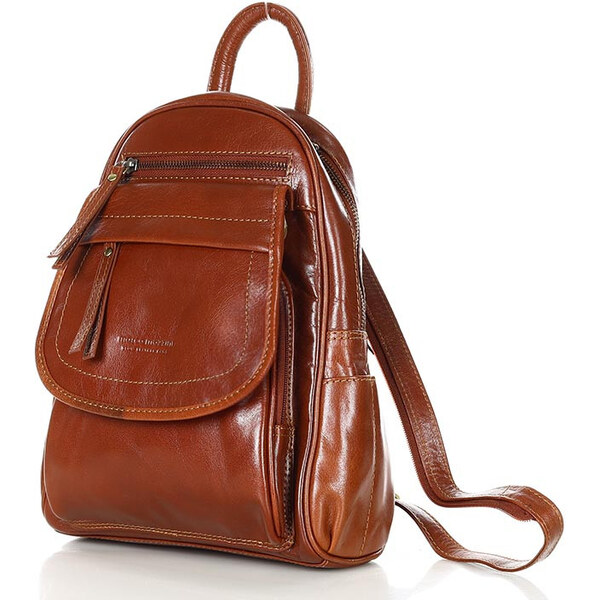 MARCO MAZZINI Kožený dámsky batoh | hnedá whisky vs83b 60664147