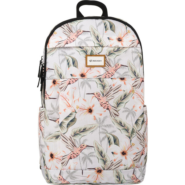 Rovicky biely dámsky batoh so vzorom vtáčikov R-PST 06 56217644