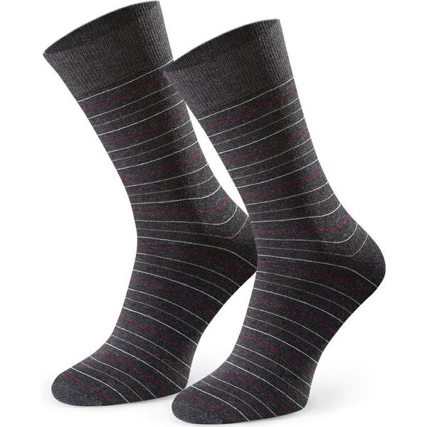 BASIC Tmavosivé pánske pruhované ponožky Art.056 IC243, GRAPHITE 60664339