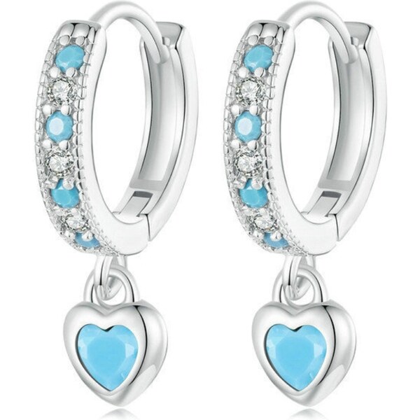 Olivie Strieborné náušnice TYRKYSOVÁ SRDIEČKA 9227 60826066