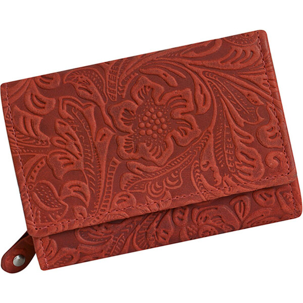 Mercucio Malá dámska červená kožená peňaženka vzorovaná 30924509