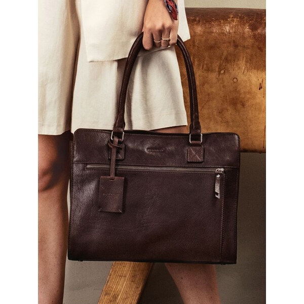 Dámska kožená kabelka Burkely Dennis - tmavo hnedá 56800637