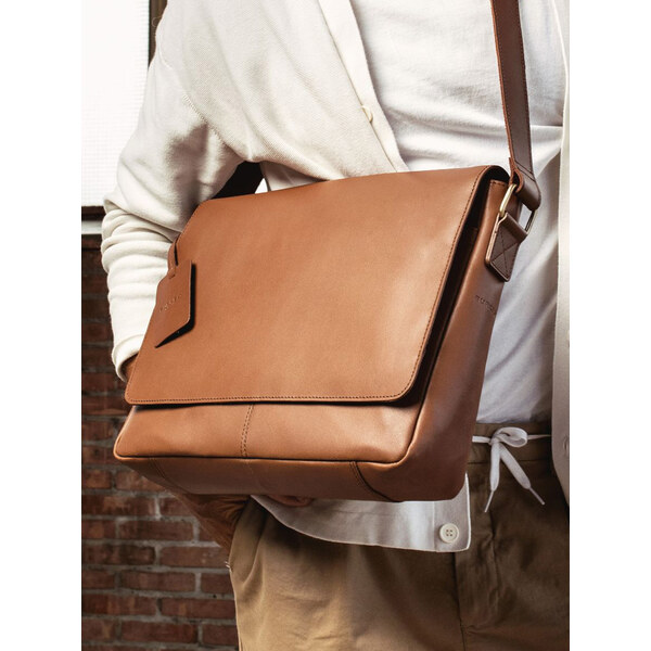 Pánska kožená taška cez rameno Burkely Juul - koňak 21219662
