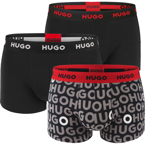 HUGO - boxerky 3PACK cotton stretch modern dark color / logo HUGO 60674907