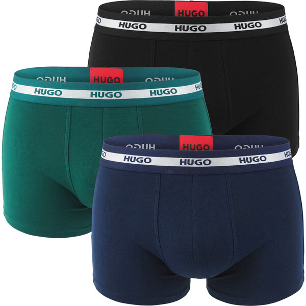 HUGO - boxerky 3PACK eco friendly organic cotton in black & bold green 60674908