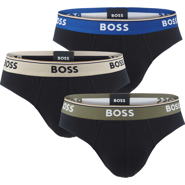 BOSS - slipy 3PACK cotton stretch black / blue & beige waist 60674917
