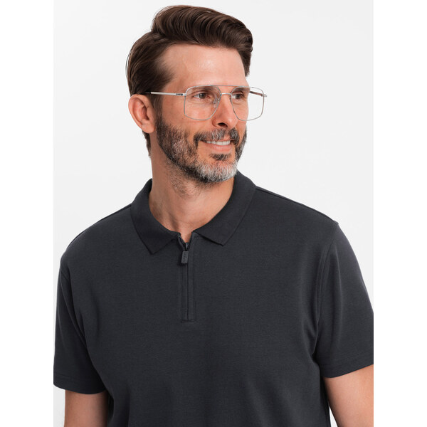 Ombre Mens zippered collar polo shirt - black 64785478