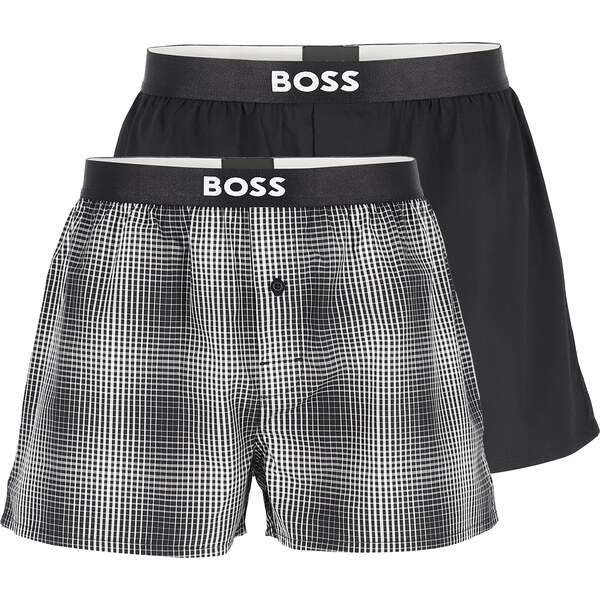 BOSS - trenky 2PACK natural pure cotton black color grid 60677096