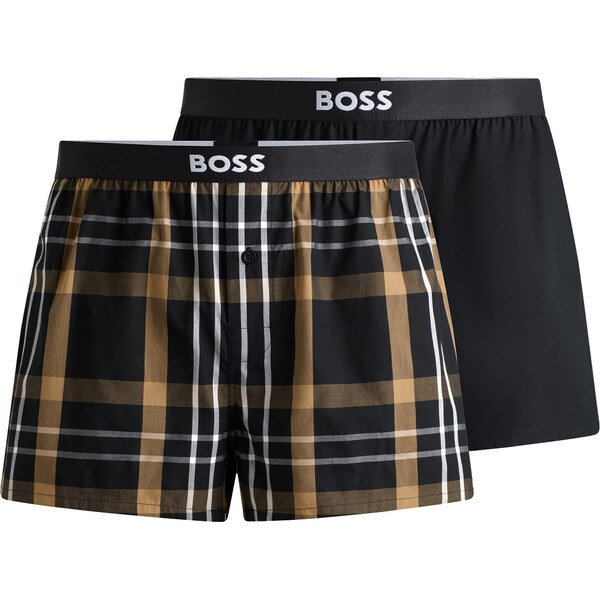 BOSS - trenky 2PACK natural pure cotton black & beige big cubes 60677099